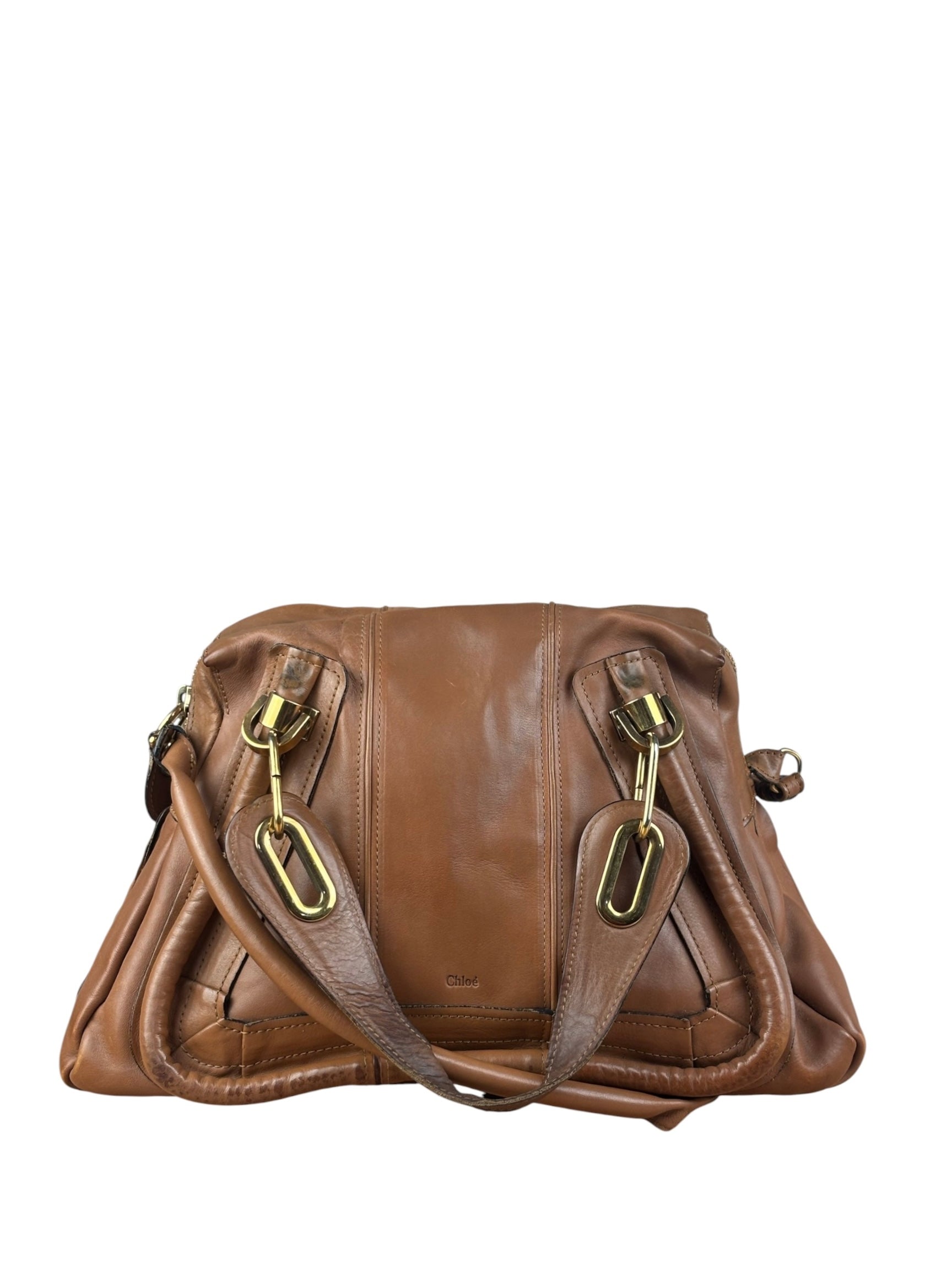 Chloe Caramel Tan Leather Paraty Medium Two-Way Bag