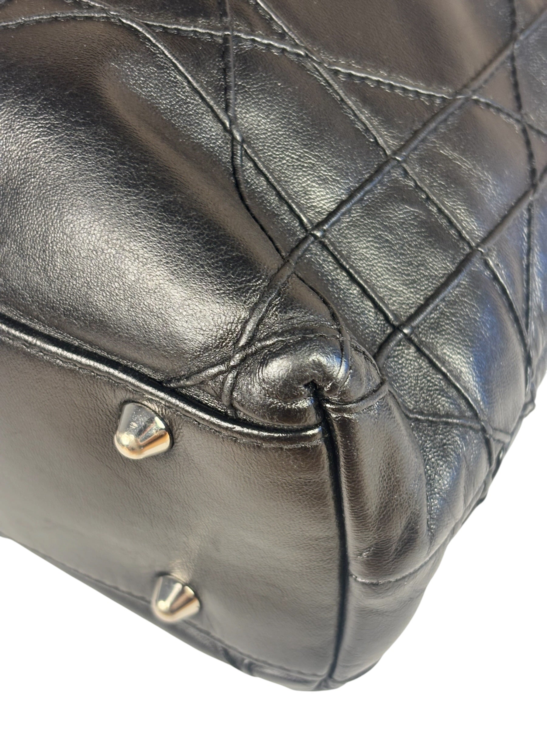 Christian Dior Black Leather Cannage Granville Chain Tote