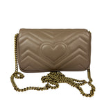 Gucci Pink Beige Leather Marmont Mini Shoulder Bag