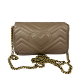 Gucci Pink Beige Leather Marmont Mini Shoulder Bag
