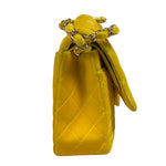 Chanel Yellow Quilted Velvet/Leather Double Flap Bag 2015