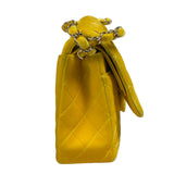 Chanel Yellow Quilted Velvet/Leather Double Flap Bag 2015