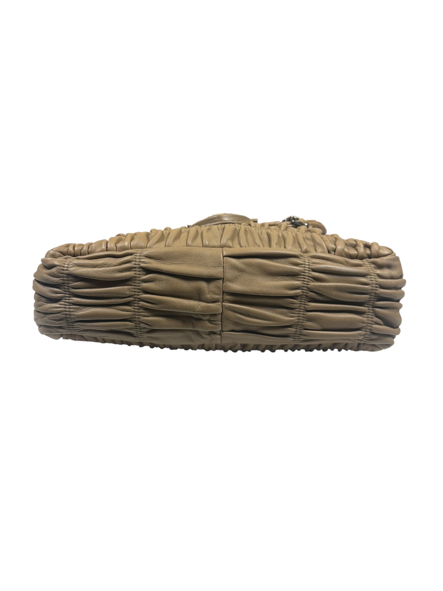 Prada Beige Nappa Leather Gaufre Chain Shoulder Bag