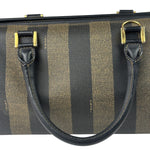 Fendi Brown/Black Leather Pequin Boston Bag