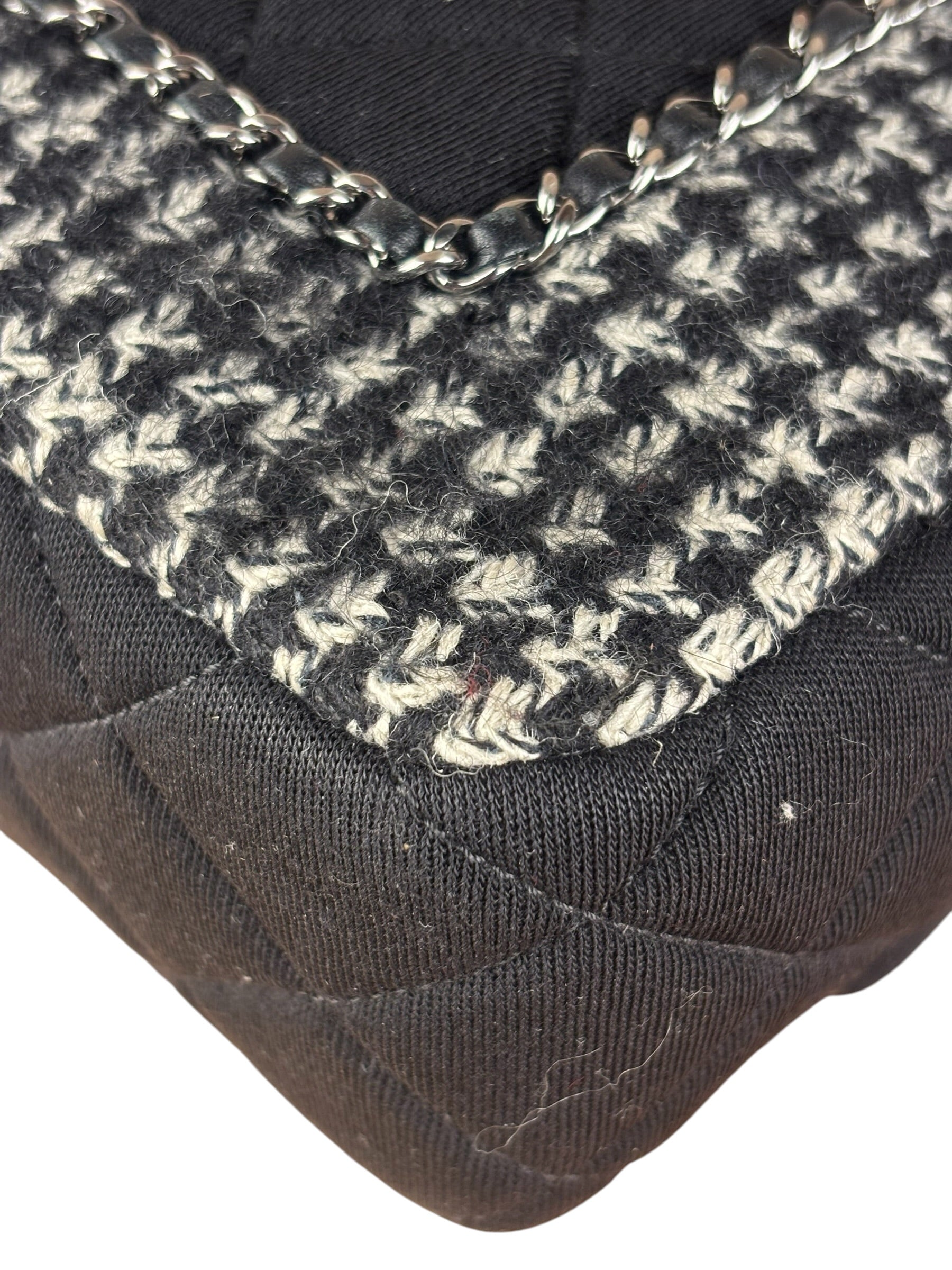 Chanel Black CC Quilted Jersey and Tweed Chain Flap Bag 2014