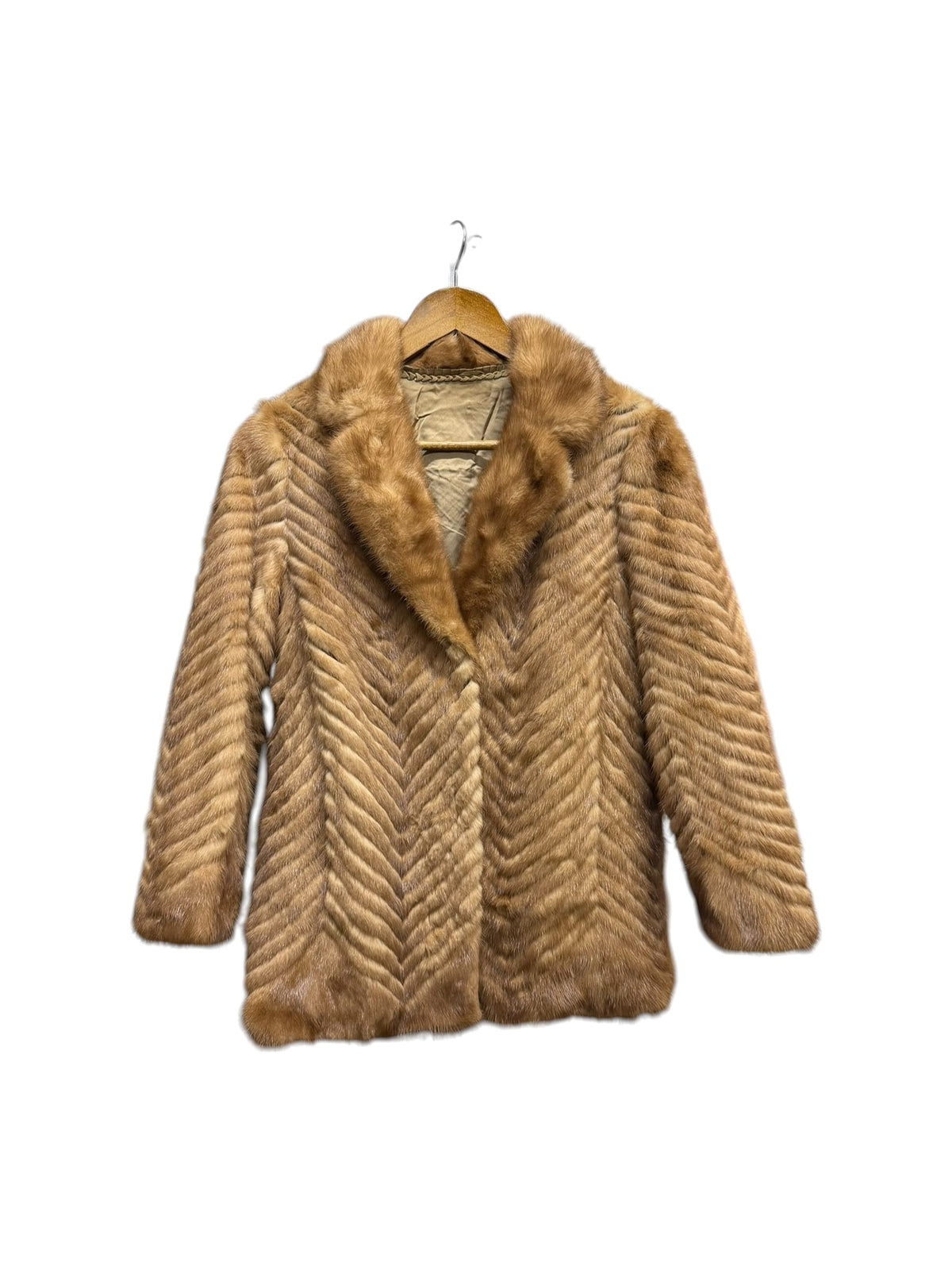 Vintage Brown Chevron Mink Fur Coat
