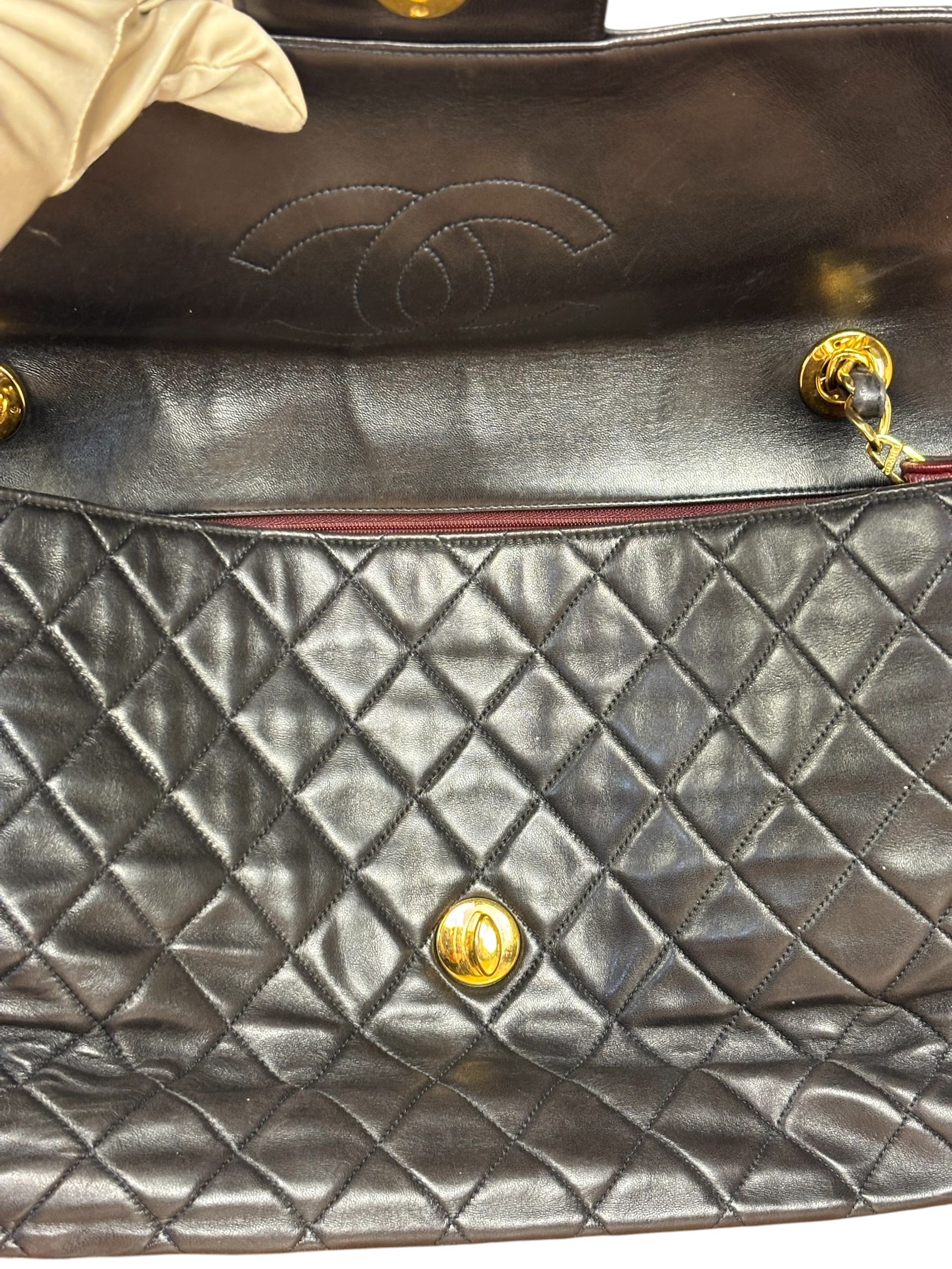Chanel Vintage Brown Leather Jumbo Flap Bag