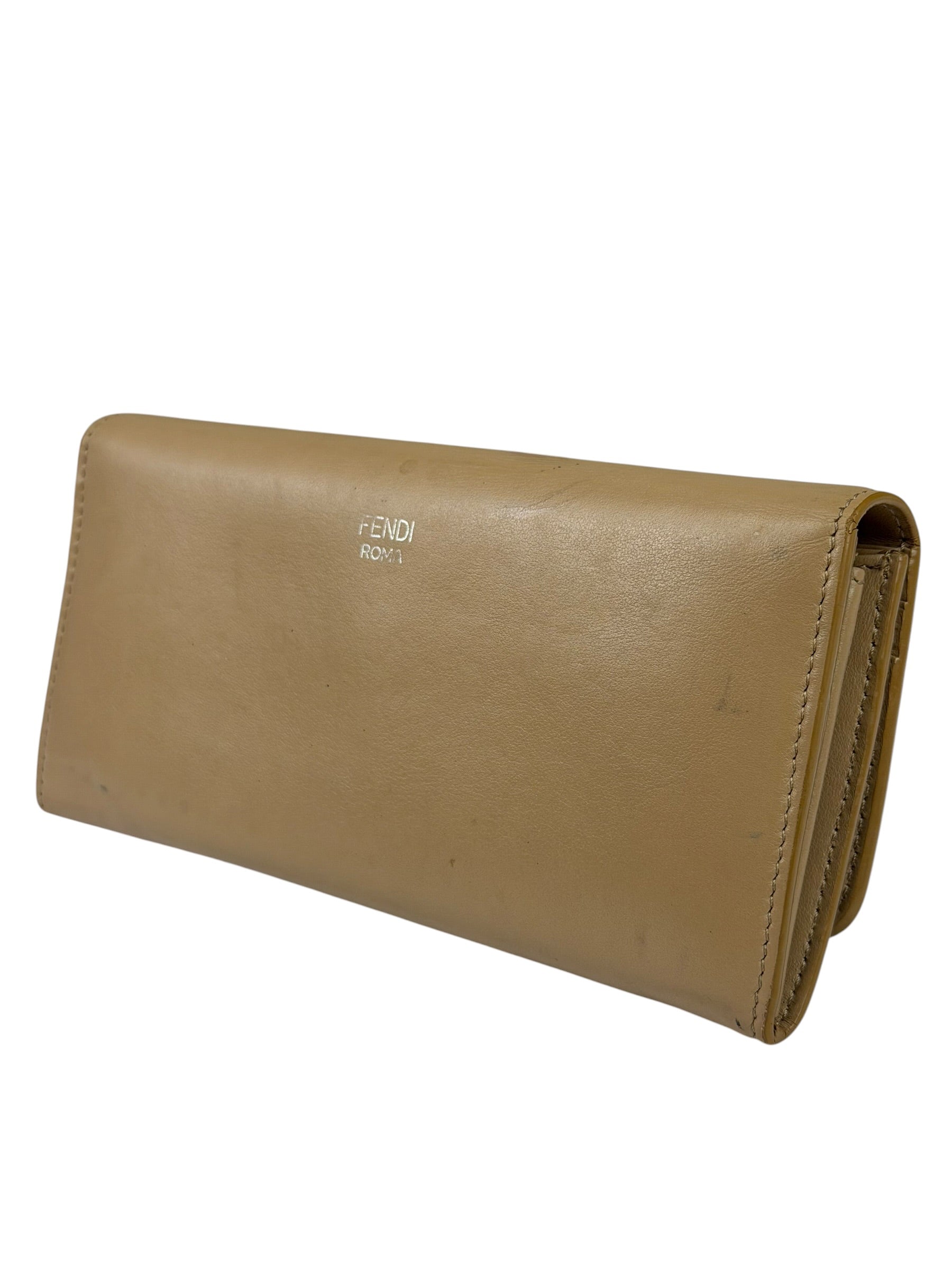 Fendi Beige Monster Face Leather Long Wallet