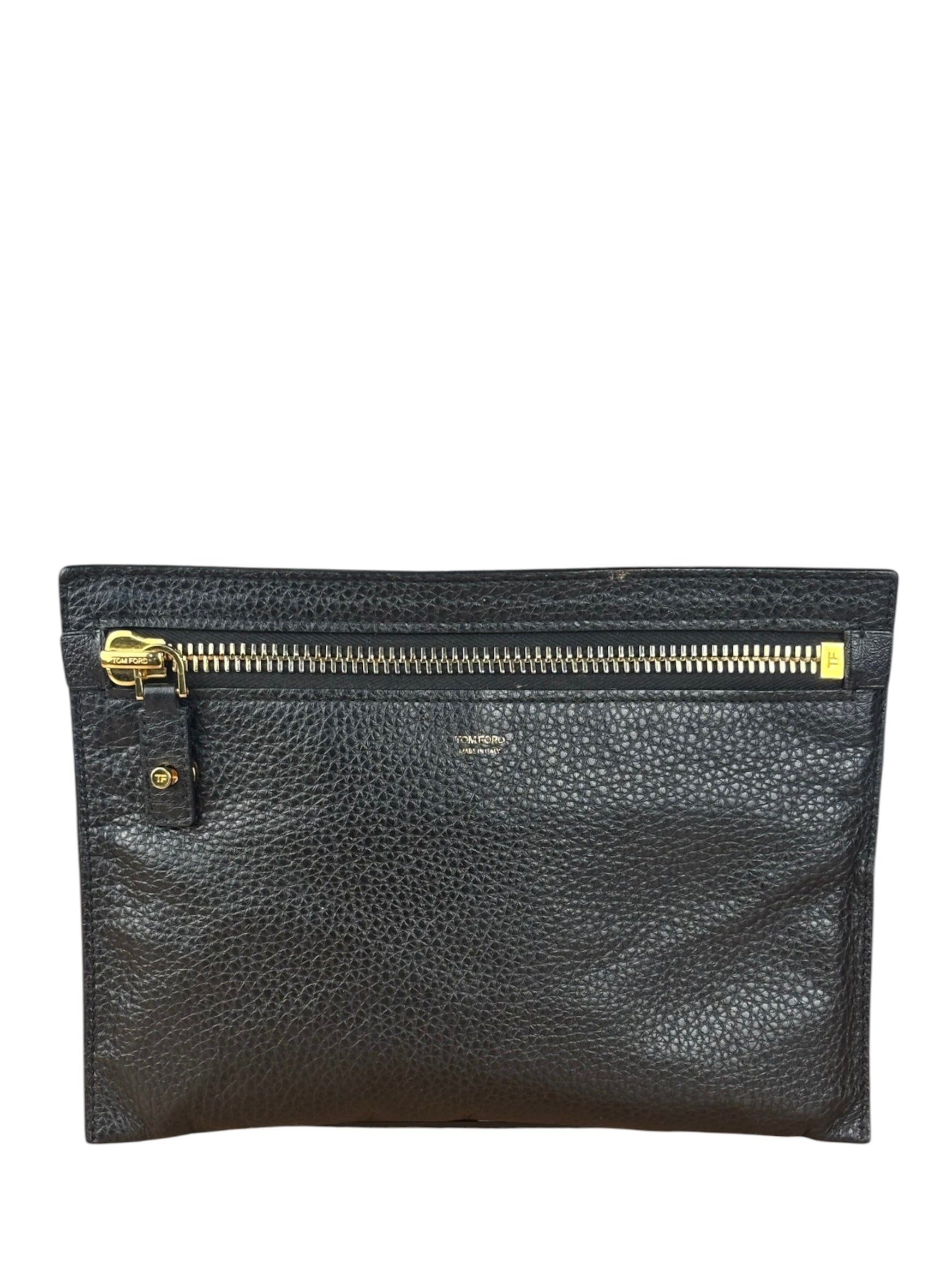 Tom Ford Black Leather Alix Clutch