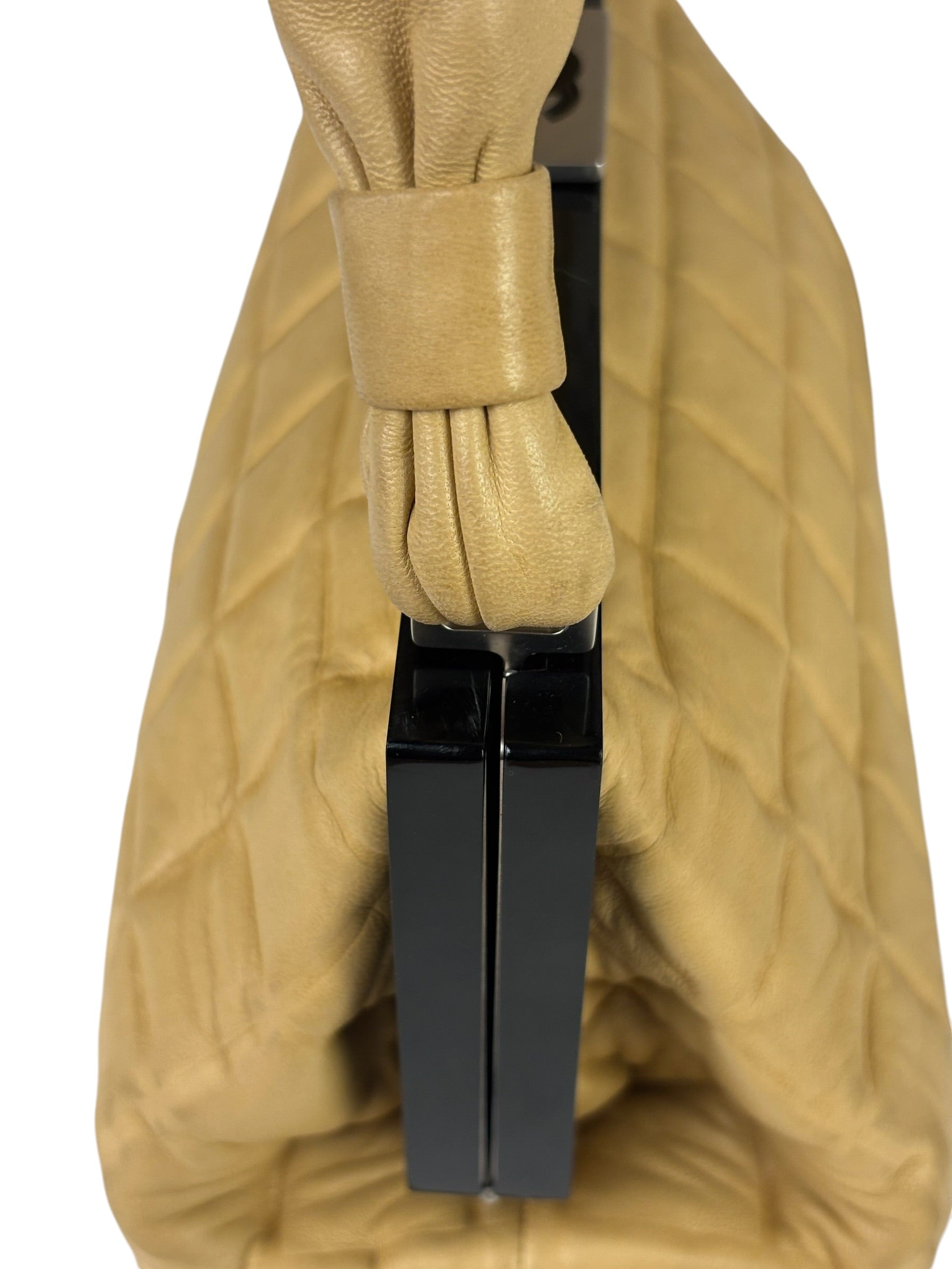 Chanel Beige Lambskin Chocolate Bar Frame Handbag 2002