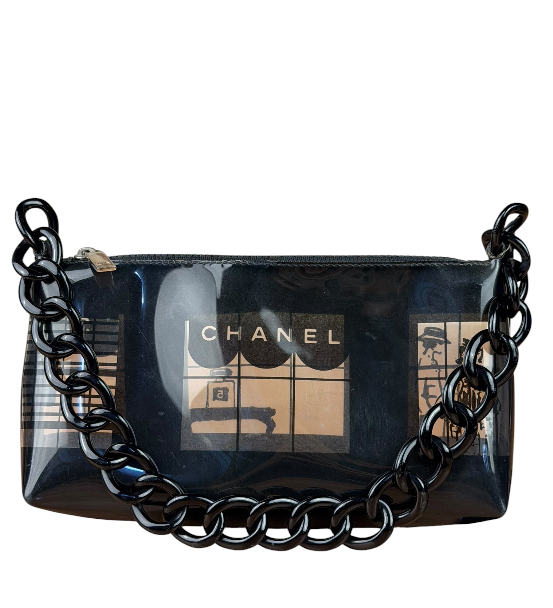 Chanel Black PVC Vinyl Coco Windows Pochette 2003