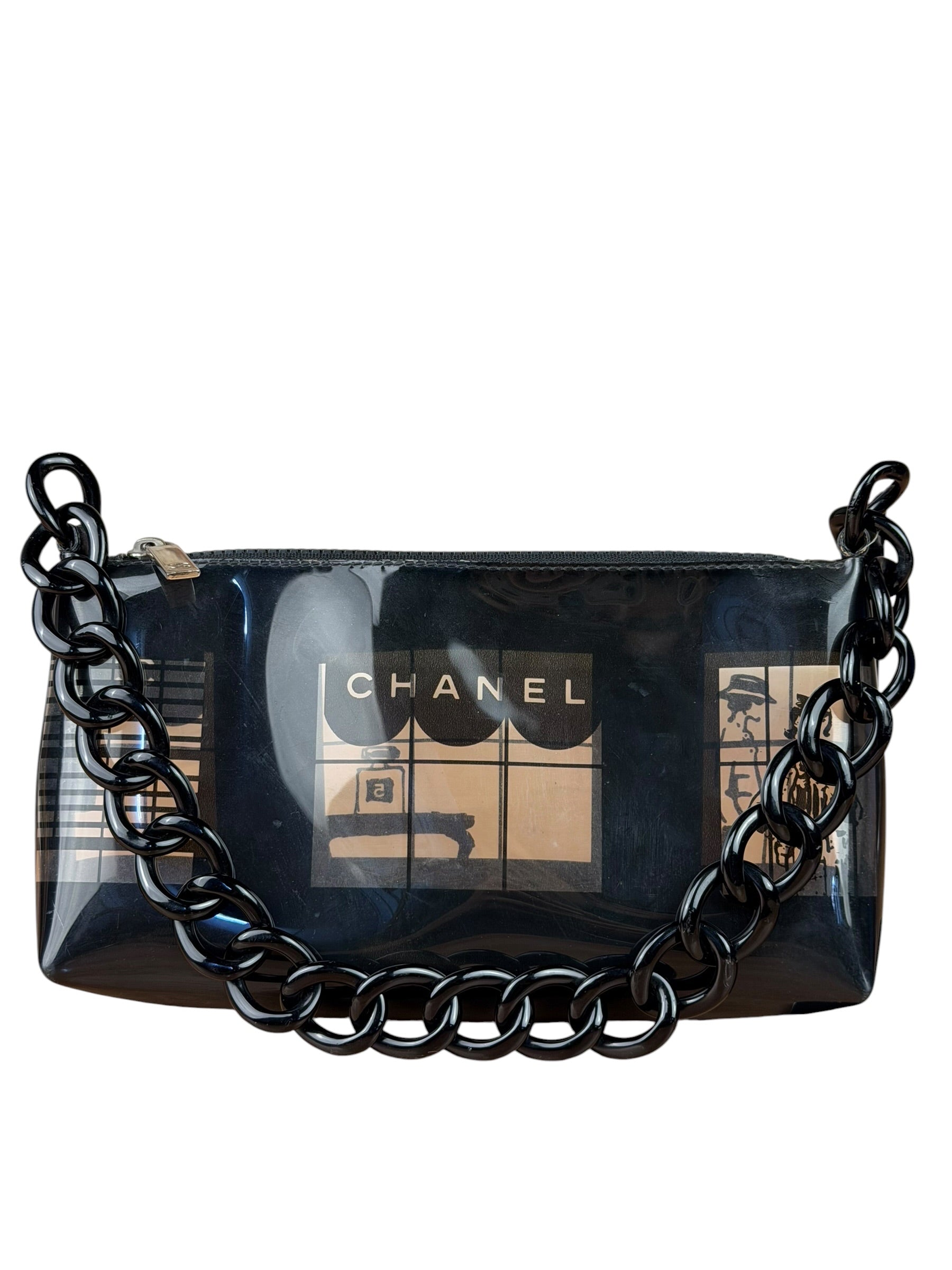 Chanel Black PVC Vinyl Coco Windows Pochette 2003