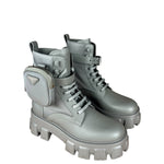 Prada Monolith Leather and Re-Nylon Pouch Boots