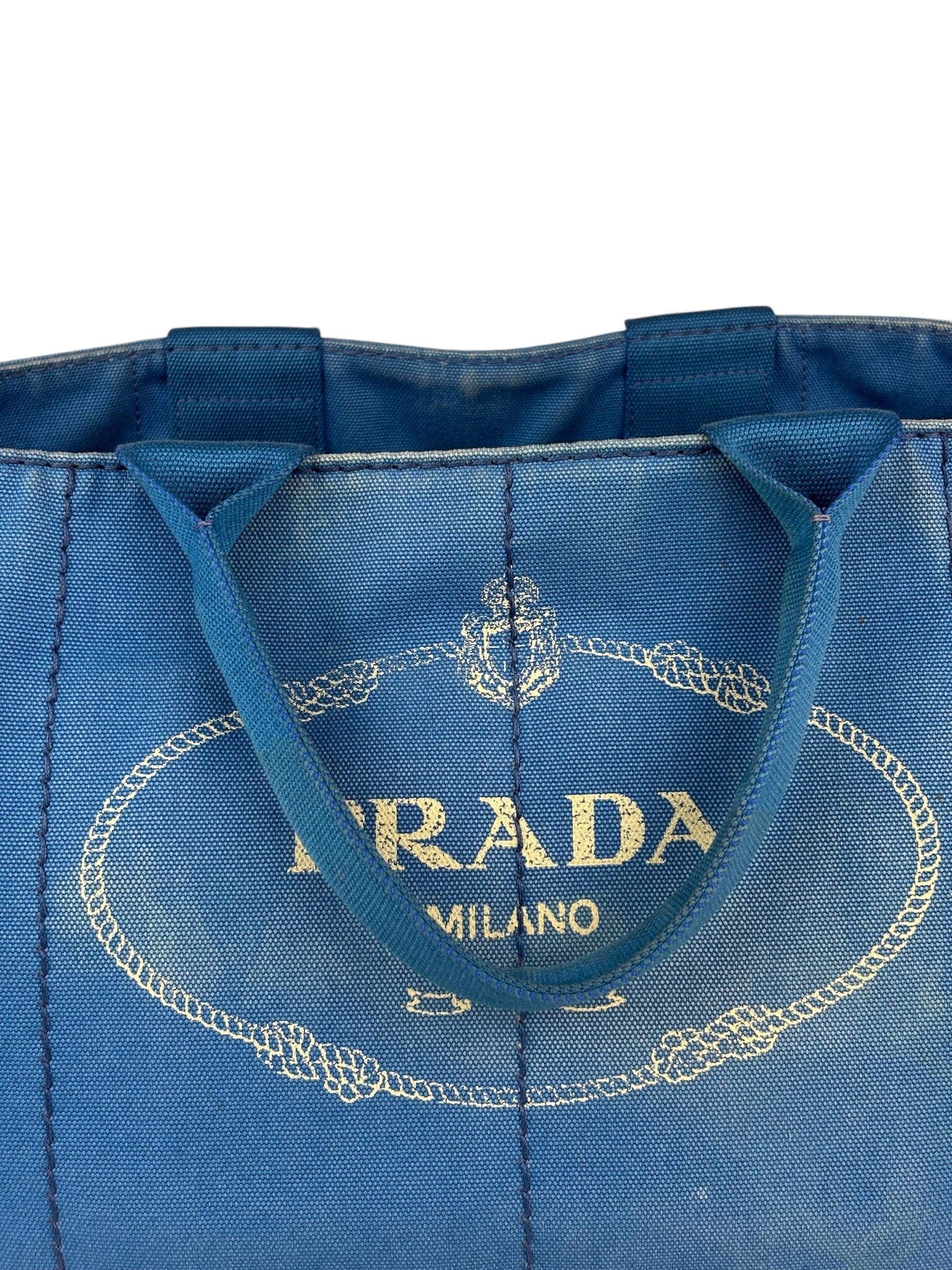 Prada Vintage Blue Canapa Canvas Tote