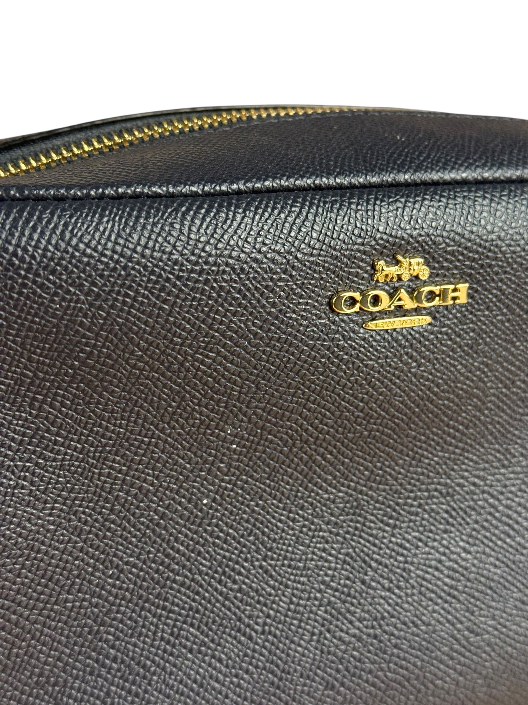 Coach Cosmetic Pouch Navy Blue Pebbled Leather