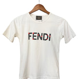 Fendi Vintage White Logo Print Boxy Tee