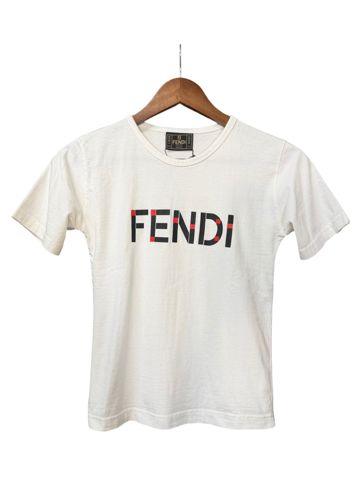 Fendi Vintage White Logo Print Boxy Tee
