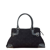 Salvatore Ferragamo Black Leather Trim Gancini Monogram Canvas Shoulder Bag