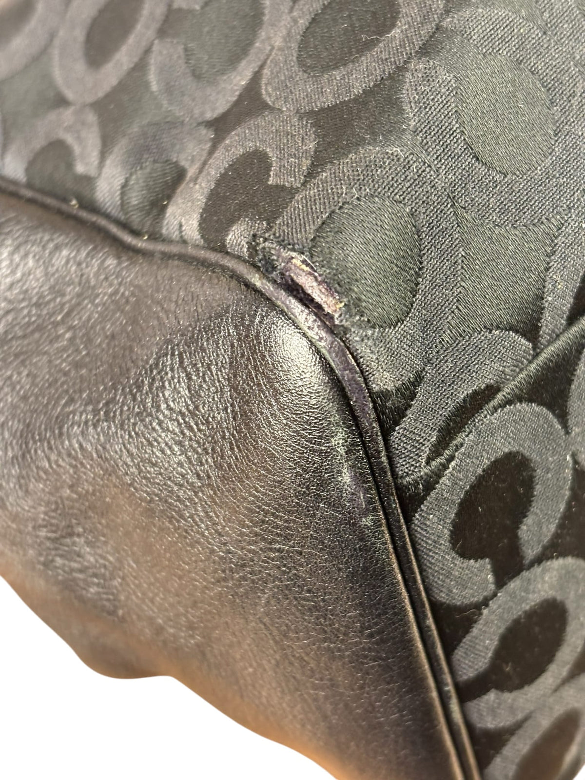Coach Black Leather Trim Madison Op Art Sateen Phoebe Shoulder Bag