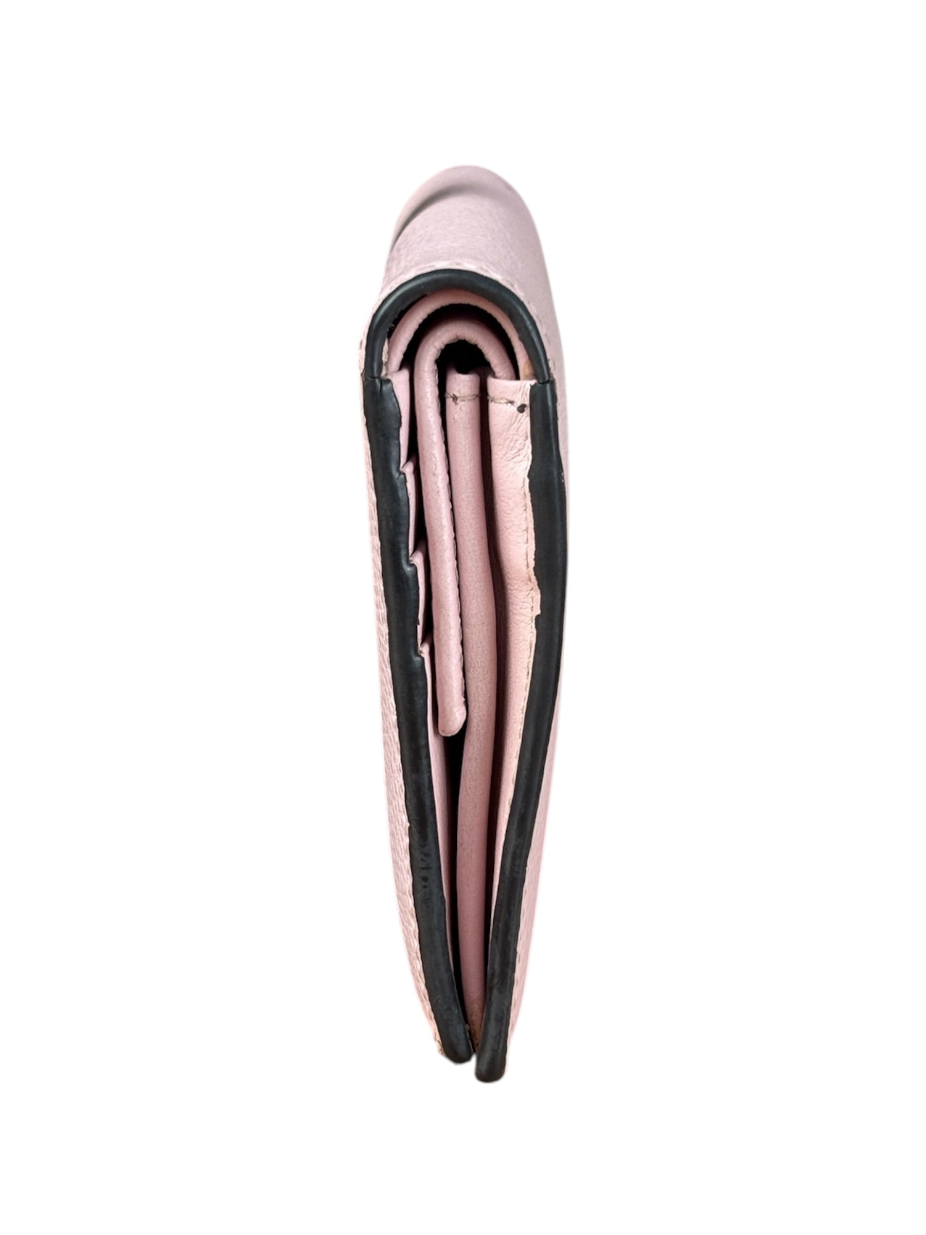 Fendi Light Pink Leather F Logo Snap Wallet