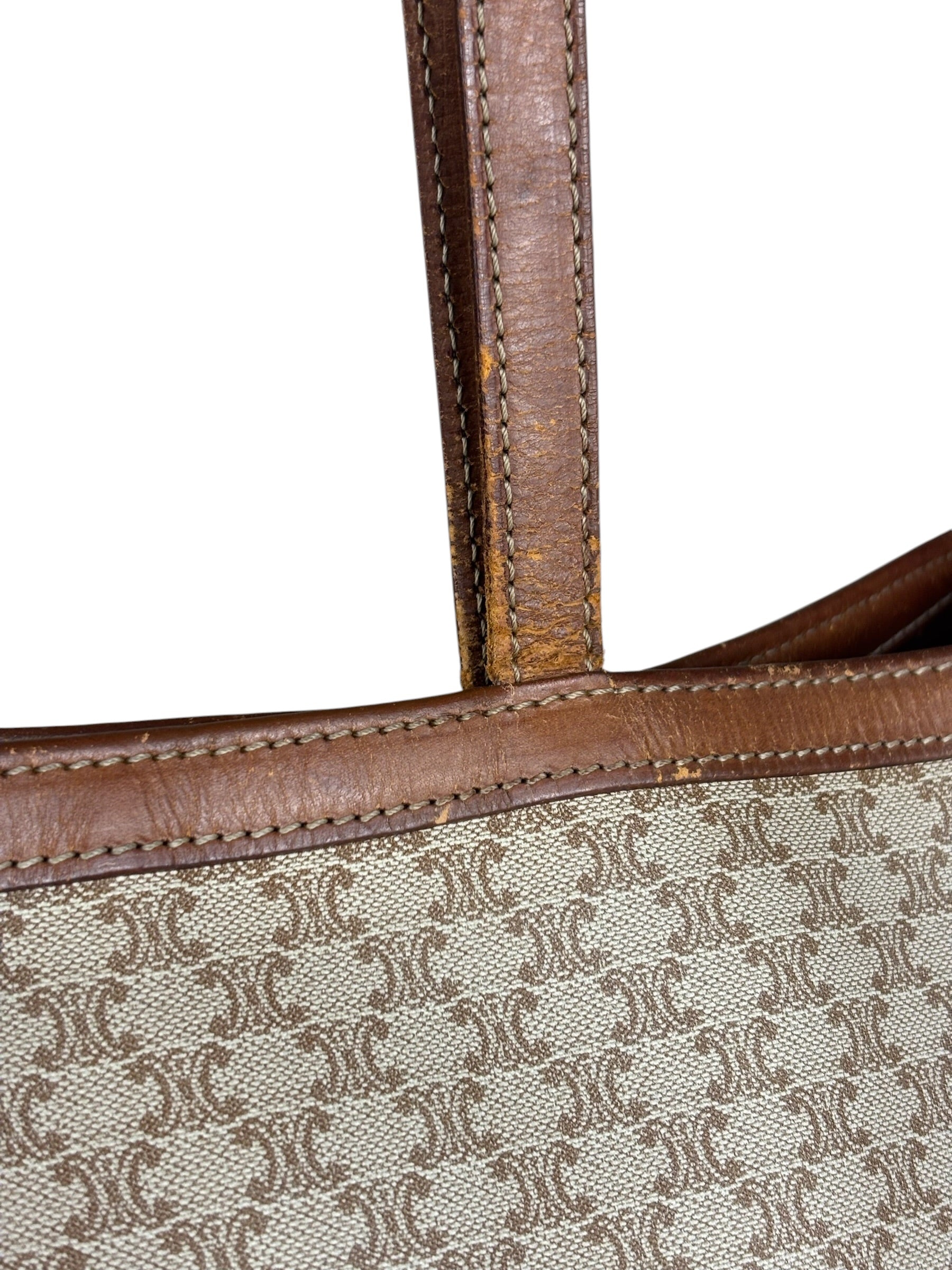 Celine Vintage Coated Canvas Macadam Shoulder Tote