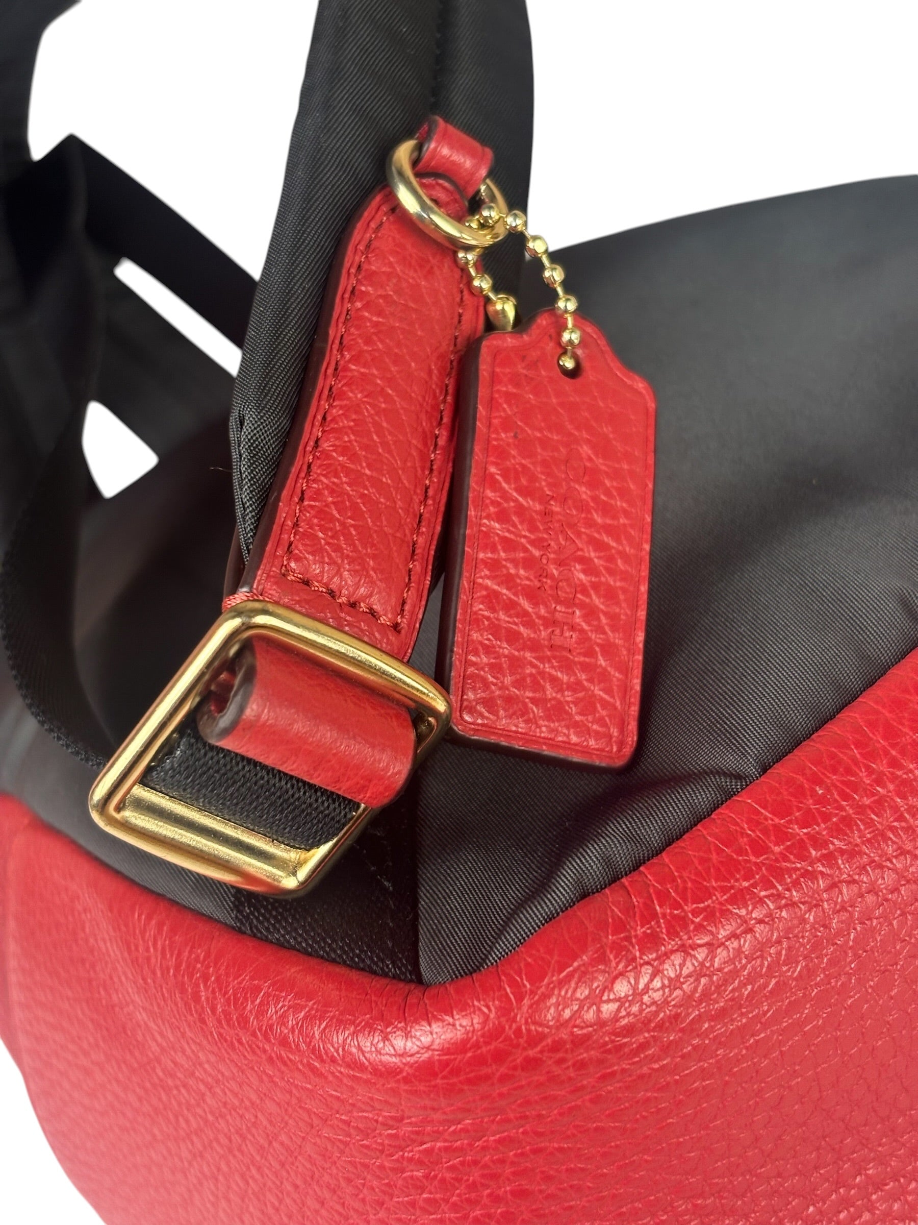 Coach Red Pebbled Mini Charlie Backpack