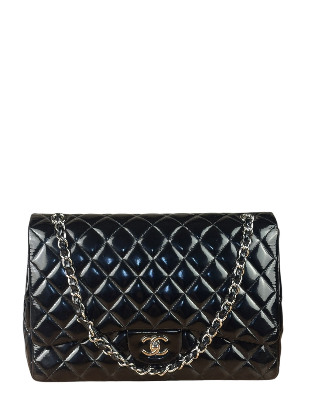 Chanel Black Patent Quilted Large Flap 2009