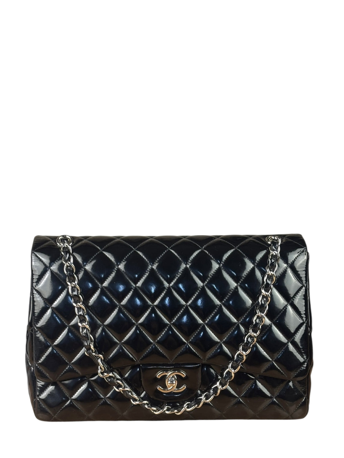 Chanel Black Patent Quilted Large Flap 2009