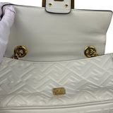 Fendi White Leather FF Flap Baguette