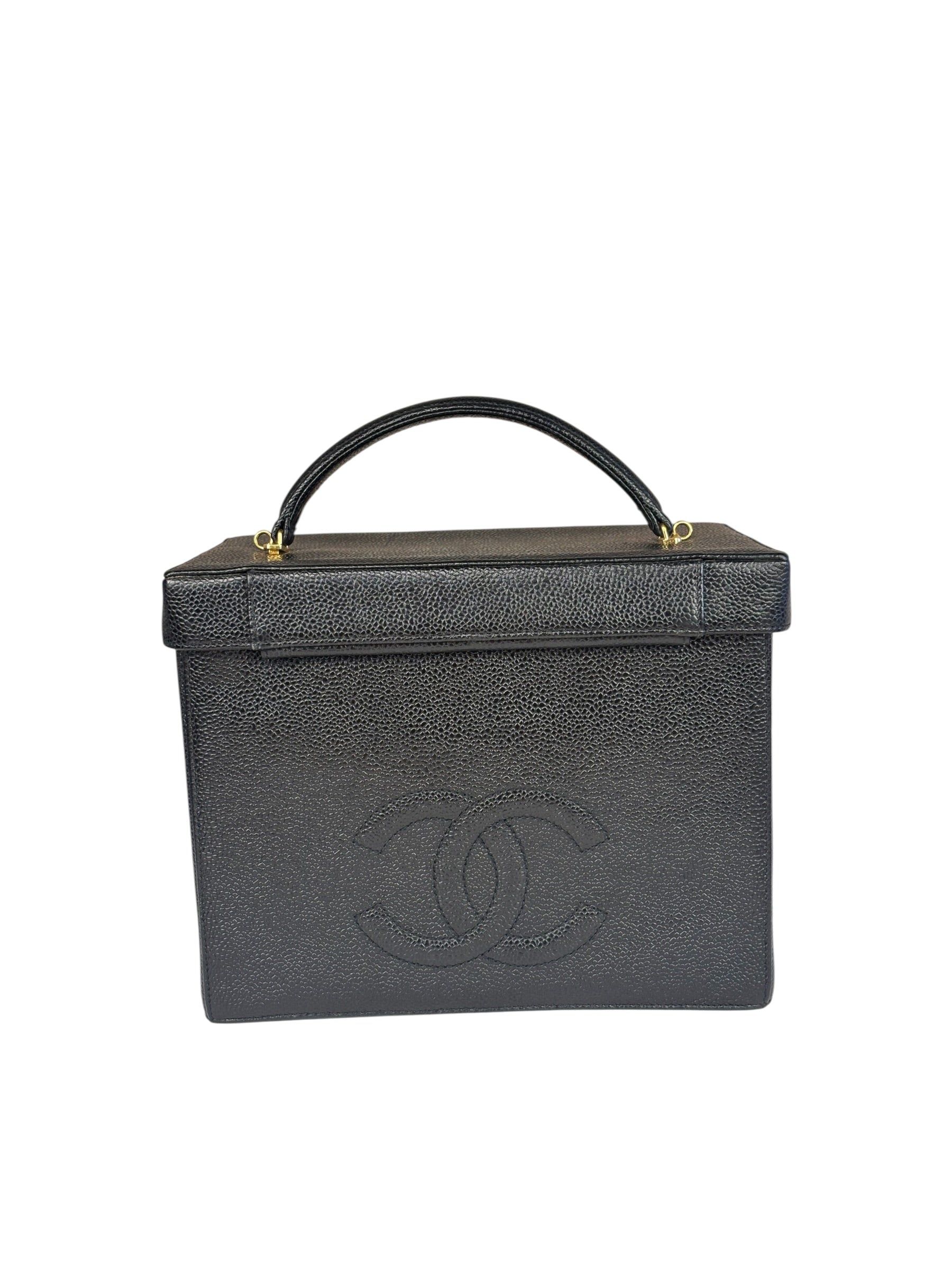 Chanel Black Caviar Leather Vanity Train Case 1995
