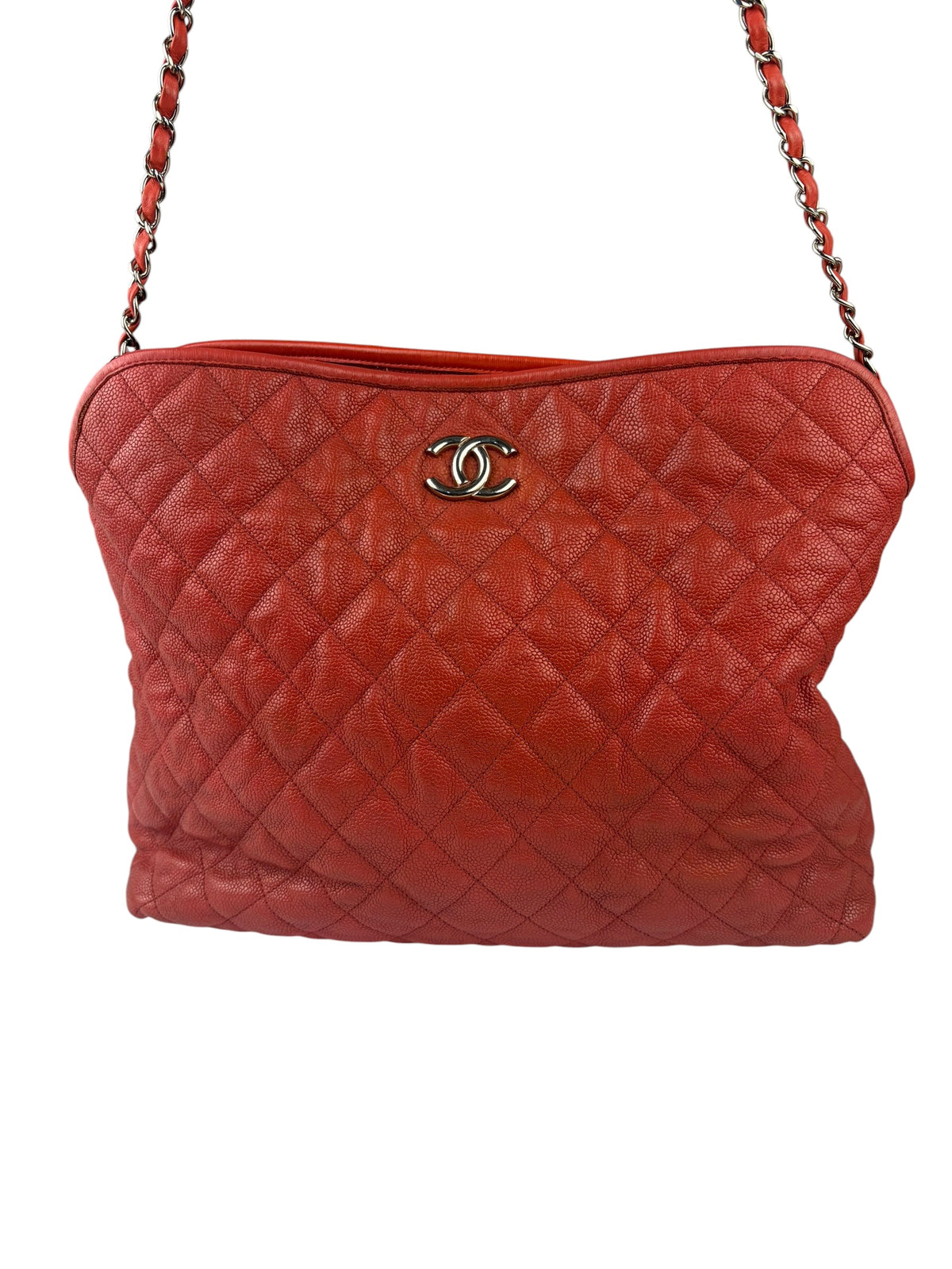 Chanel Red Caviar Quilted Leather French Riviera Hobo Bag 2011