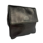 Chanel Vintage Metallic Bronze Lambskin Logo Messenger Bag 1997