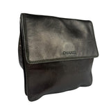 Chanel Vintage Metallic Bronze Lambskin Logo Messenger Bag 1997