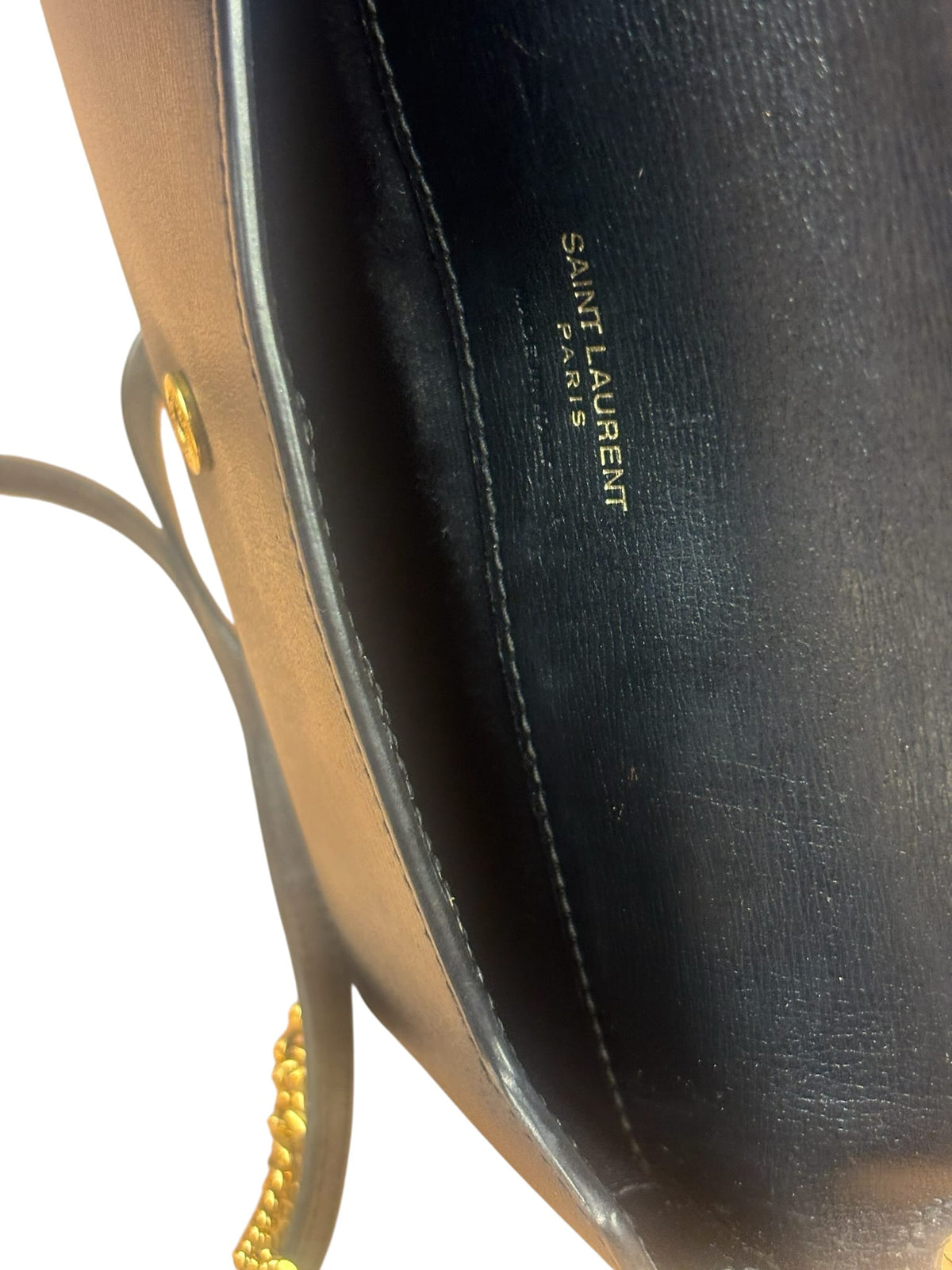 YSL Black Leather Cassandre Shoulder Bag