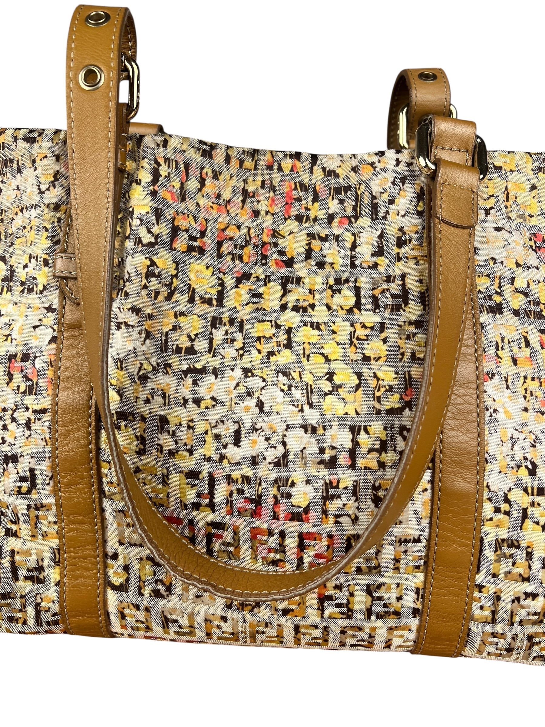 Fendi FF Floral Zucchino Shoulder Tote