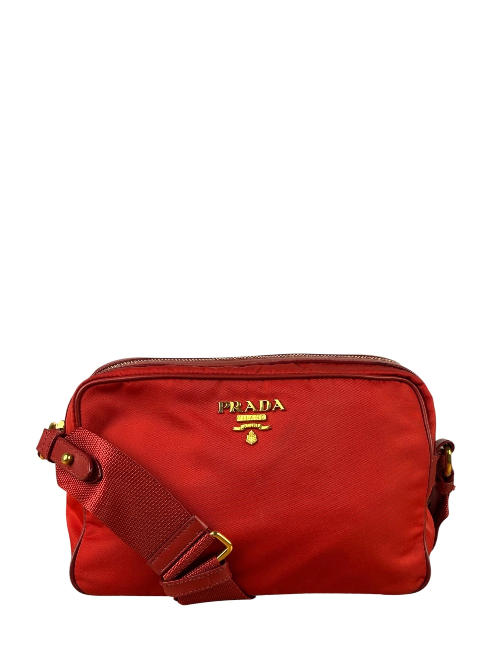 Prada Red Nylon Camera Crossbody Bag