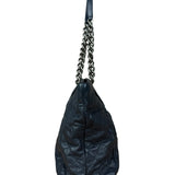 Chanel Dark Navy Quilted Leather Coco Pleats Chain Tote 2012