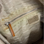 Prada Beige Cloth/Patent Leather Trim Shoulder Bag