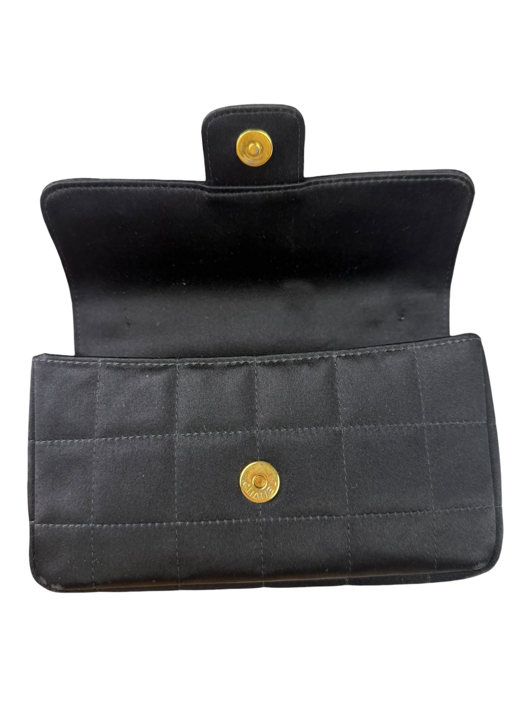 Chanel Black Satin Chocolate Bar Mini East-West Flap Bag