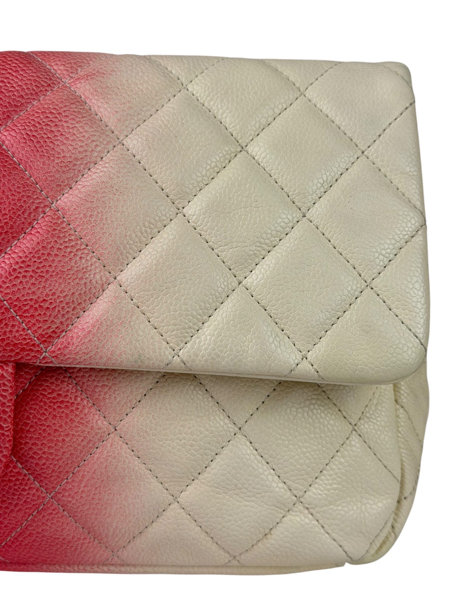Chanel Quilted Caviar Ivory/Pink Ombre Jumbo Flap 2013