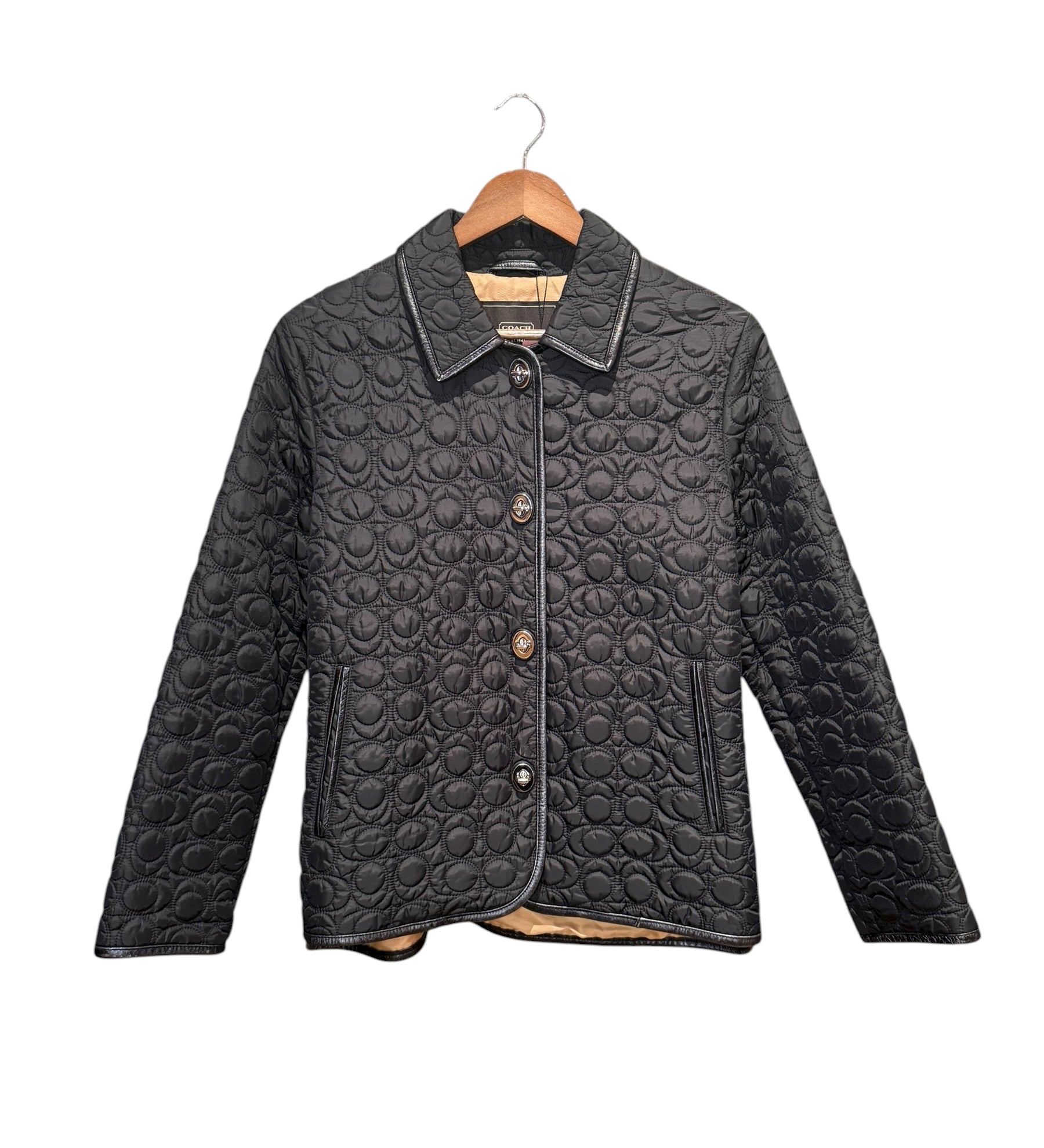 Coach Signature Quilted Coat Black