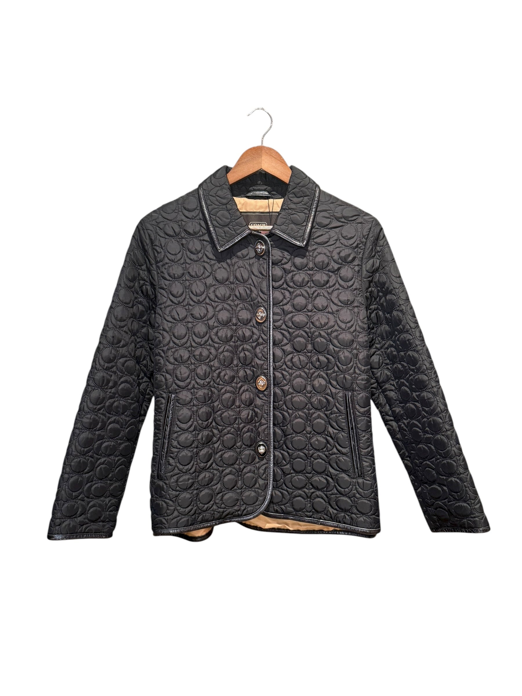 Coach Signature Quilted Coat Black