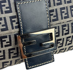 Fendi Navy Leather Trim Baguette