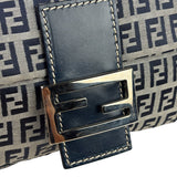 Fendi Navy Leather Trim Baguette