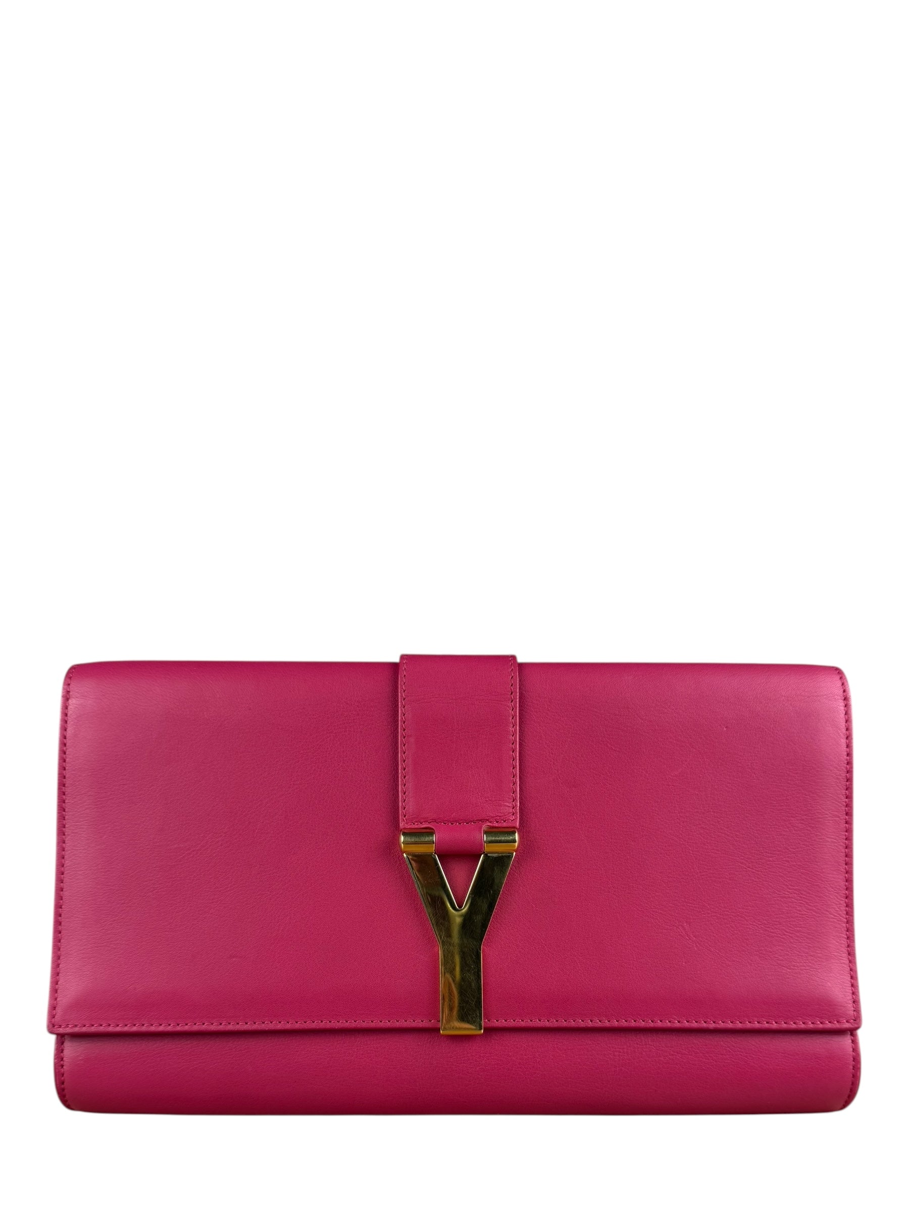 Saint Laurent Pink Leather Y Ligne Clutch