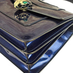 Bvlgari Shiny Blue Patent Leather Serpenti Forever Two-Way Bag