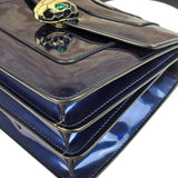 Bvlgari Shiny Blue Patent Leather Serpenti Forever Two-Way Bag