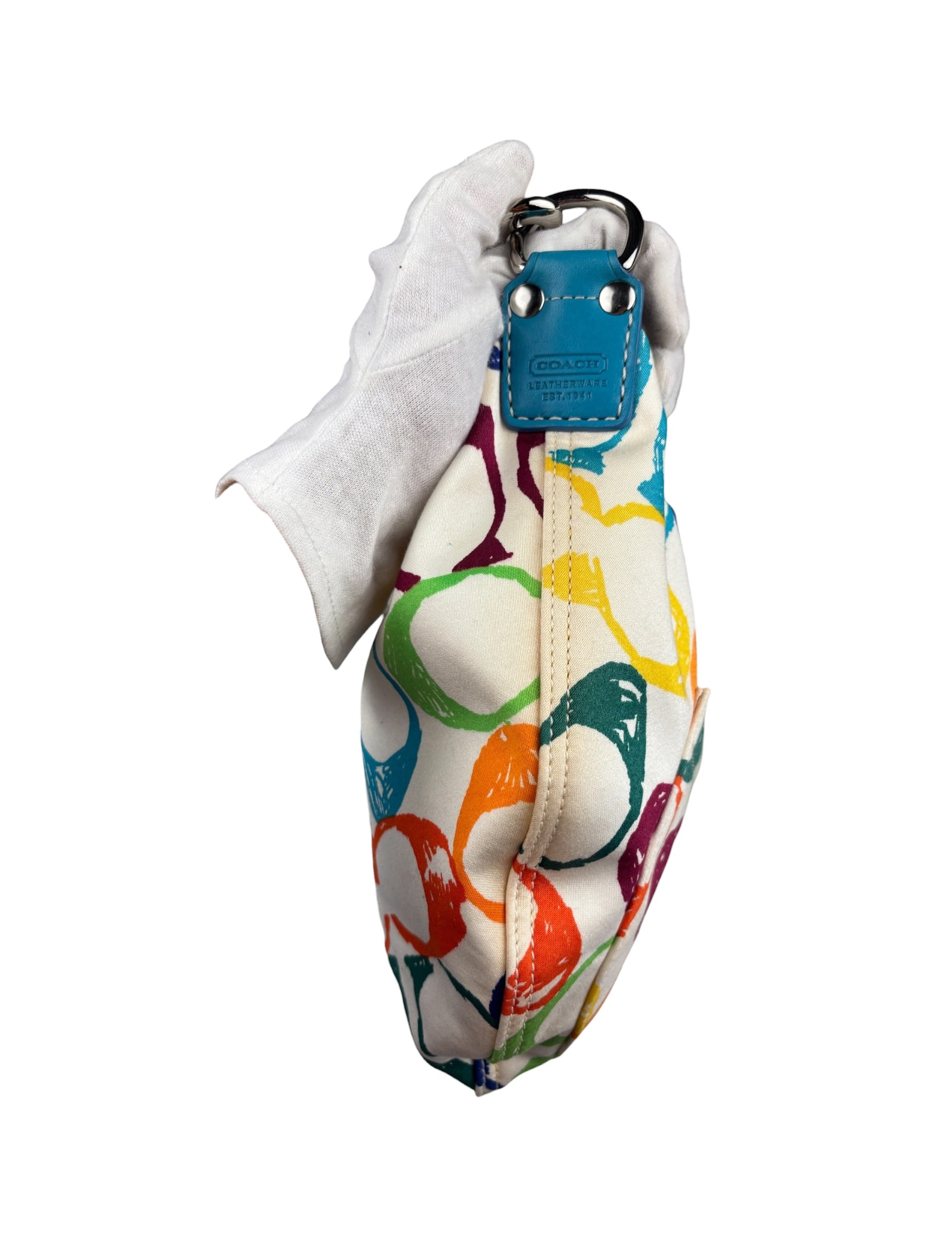 Coach Multicolor Leather Trim Scribble Hobo Bag