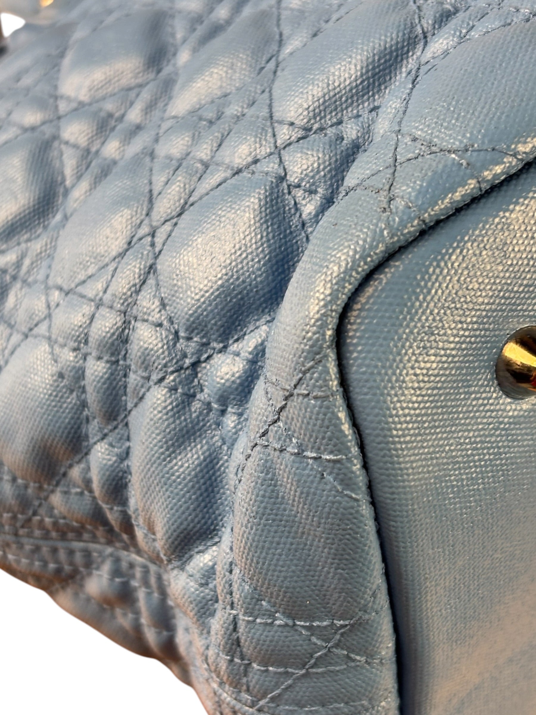 Christian Dior Blue Leather Panarea Tote