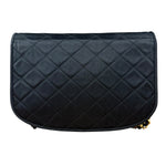 Chanel Vintage CC Black Satin Half-Moon Flap Bag 1991